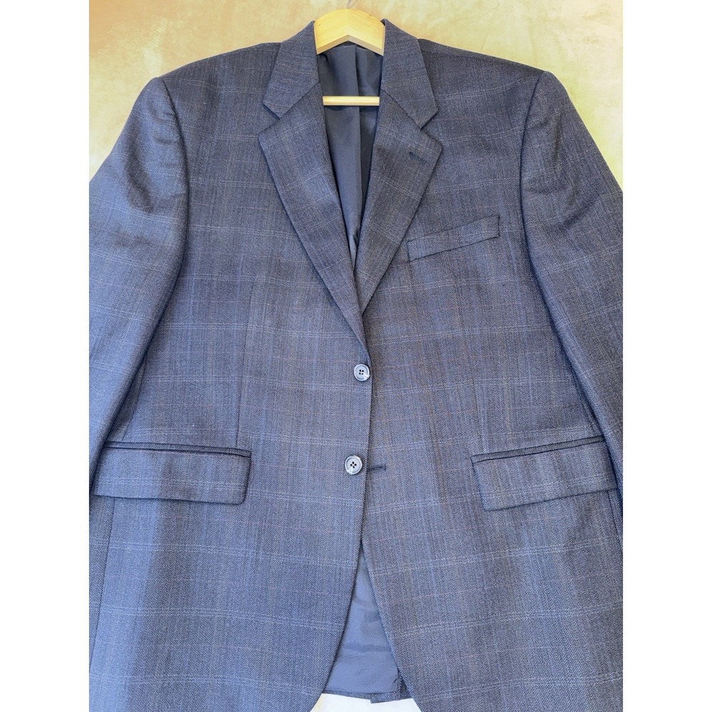 Lauren Ralph Lauren 100% Wool Herringbone Blue Blazer Size 42S - Picture 3 of 16